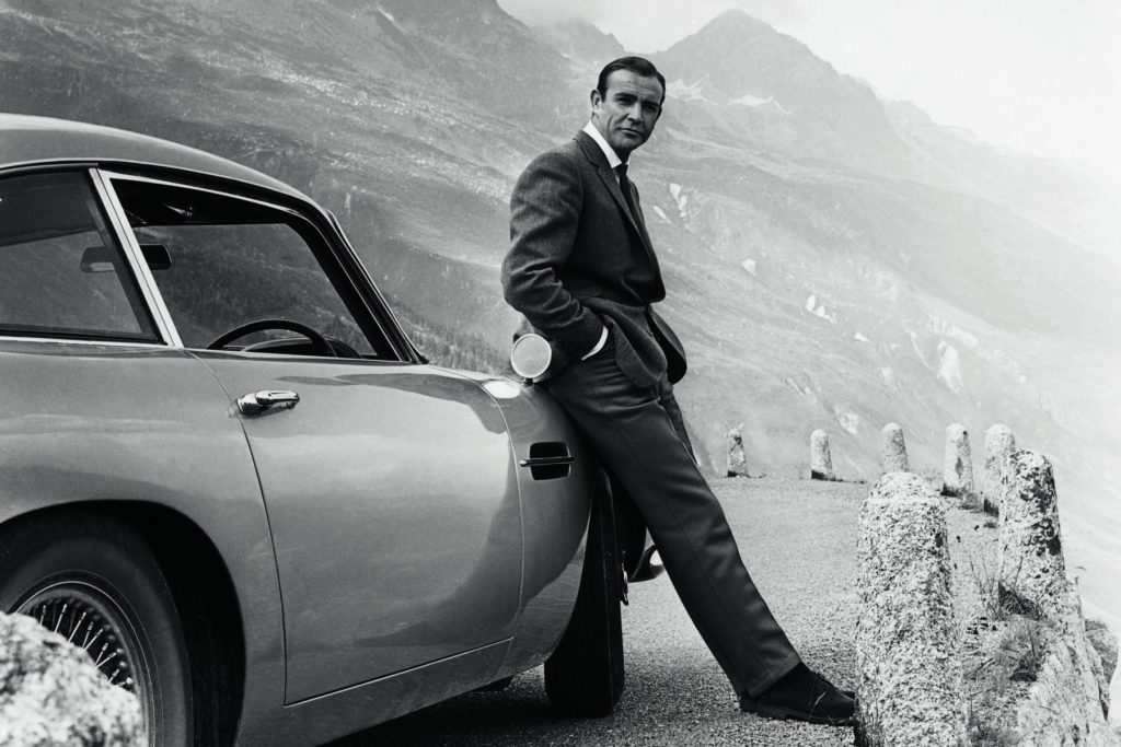 Sean Connery and his Aston Martin DB5 in Goldfinger