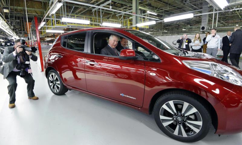 Prince Charles driving a Nissan Leaf