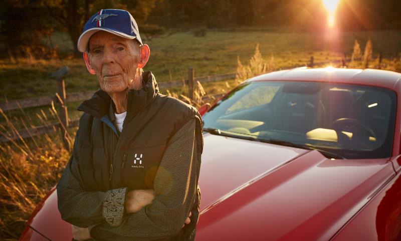 97-year old Lennart Ribring with his new 5.0-litre V8 Ford Mustang