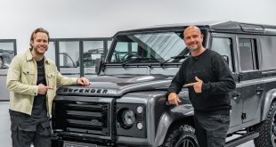 Olly Murs collecting his revamped Land Rover Defender 110 from Urban Automotive